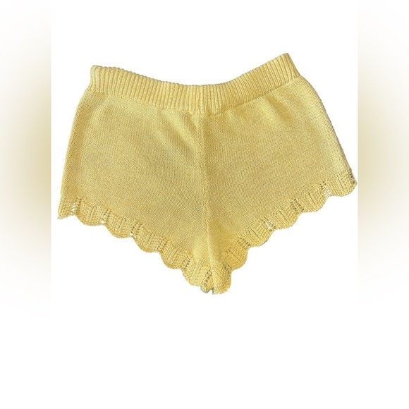 ZARA YELLOW Butter Scalloped Crochet KNIT SHORTS Women’s S Boho Festival Spring - Picture 7 of 15